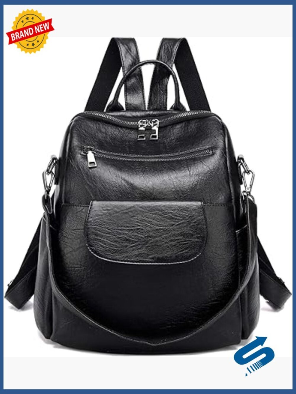 Convertible Faux Leather Backpack Purse for Women - Waterproof Daypack